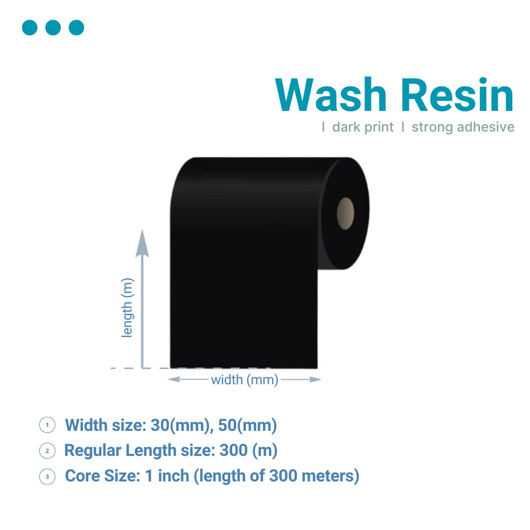 WASH RESIN 300m High Quality  Barcode Thermal Transfer Printer Ribbon - Wash Care Label