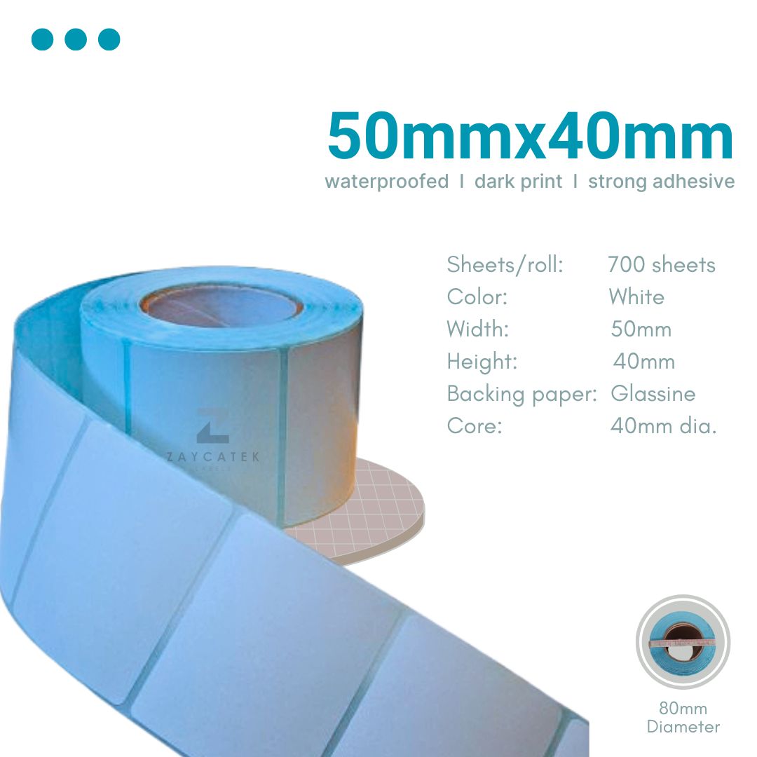 50mmx40mm (700pcs) High Quality Waterproof Thermal Barcode Sticker Paper for Label