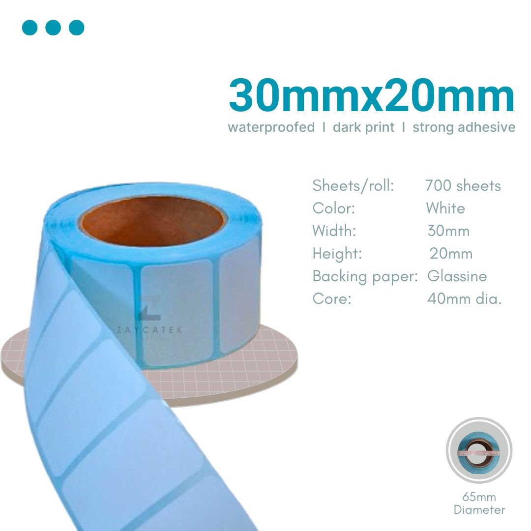 30mmx20mm (700pcs) High Quality Waterproof Thermal Barcode Sticker Paper for Label