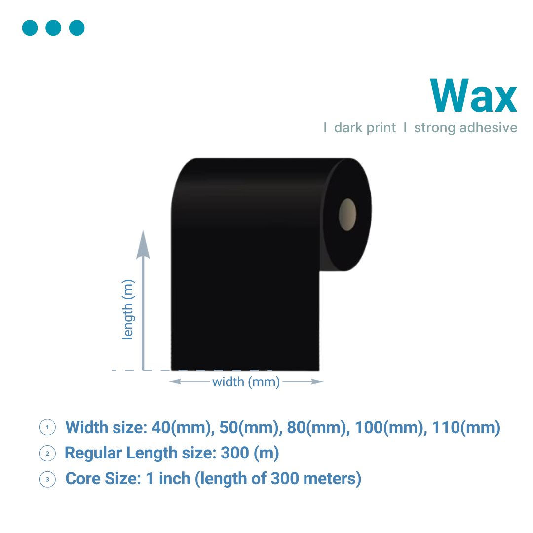 300m High Quality Wax Barcode Thermal Transfer Printer Ribbon