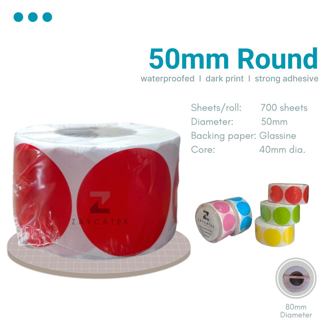50mm (700pcs) Colored High Quality Waterproof Round Thermal Barcode Sticker Paper for Label