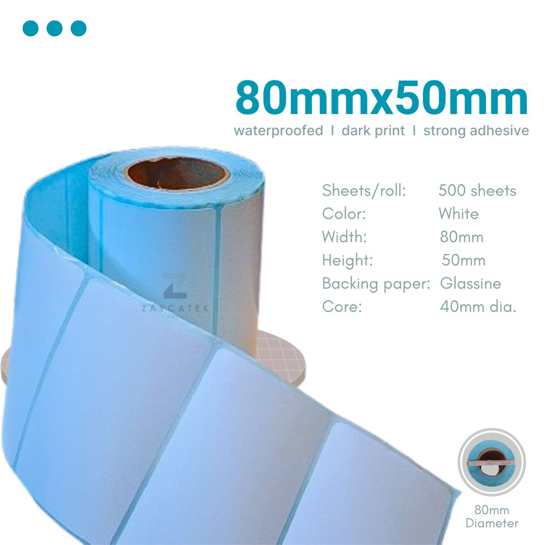 80mmx50mm (500pcs) High Quality Waterproof Thermal Barcode Sticker Paper for Label