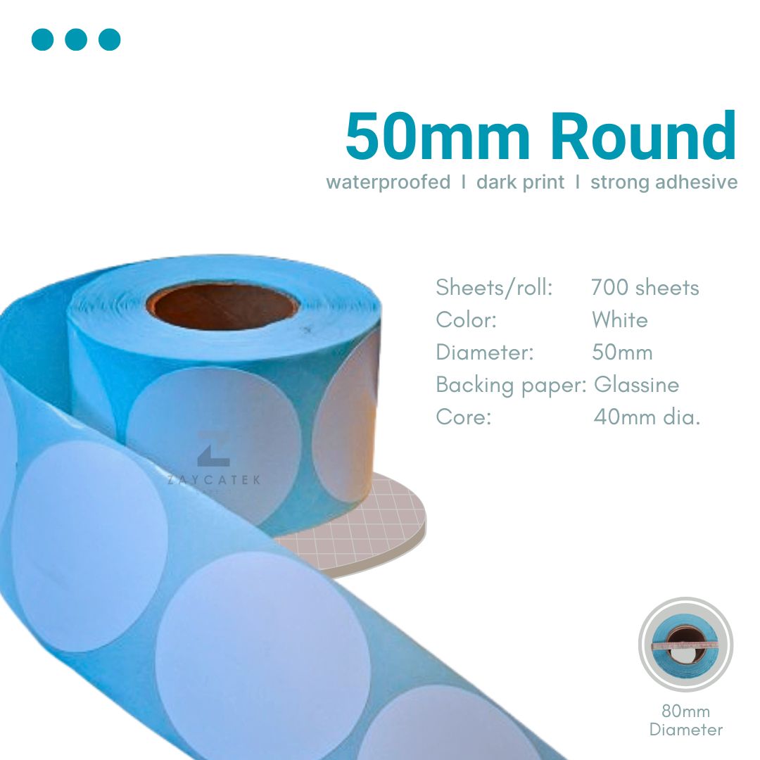 50mm (700pcs) High Quality Waterproof Round Thermal Barcode Sticker Paper for Label