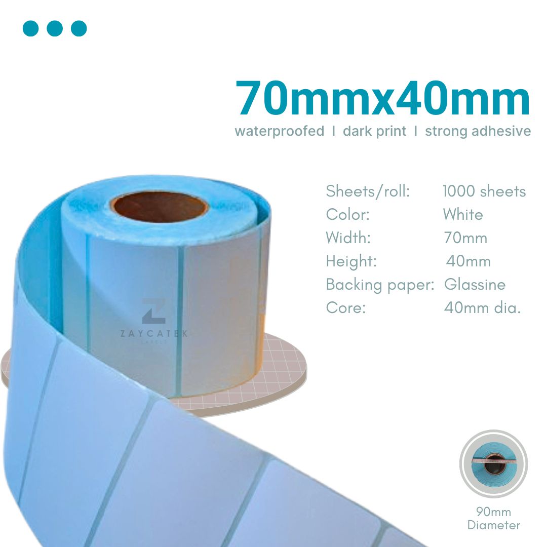 70mmx40mm (1000pcs) High Quality Waterproof Thermal Barcode Sticker Paper for Label