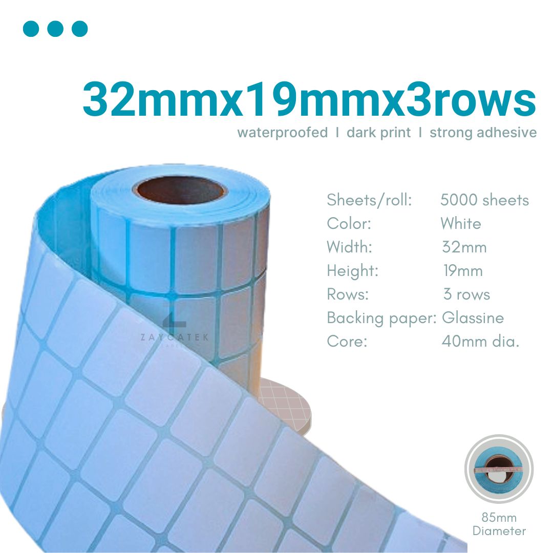 32mmx19mmx3rows (5000pcs) High Quality Waterproof Thermal Barcode Sticker Paper for Label