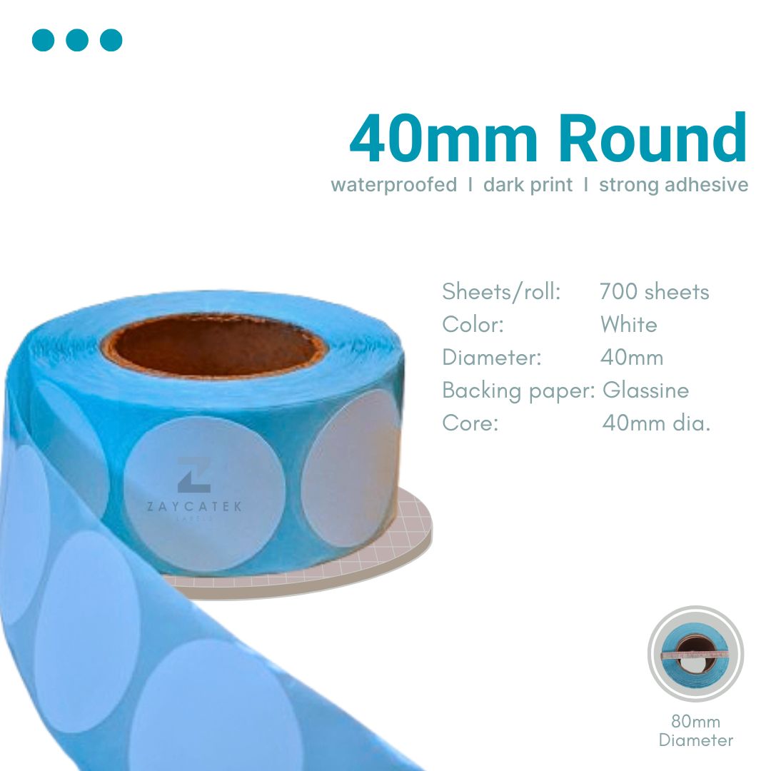 40mm (700pcs) High Quality Waterproof Round Thermal Barcode Sticker Paper for Label