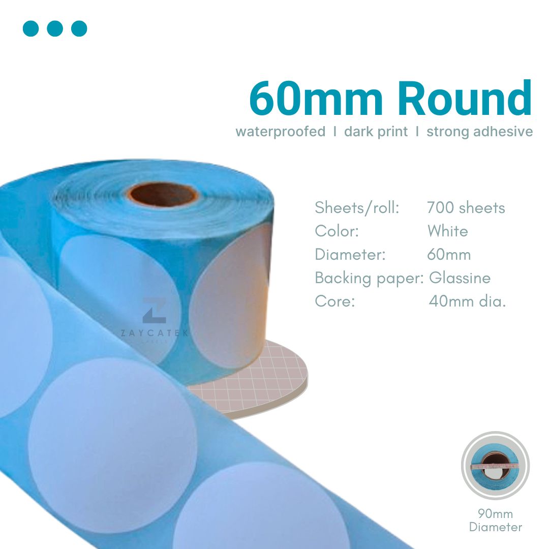 60mm (700pcs) High Quality Waterproof Round Thermal Barcode Sticker Paper for Label