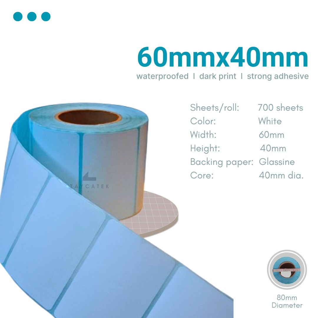 60mmx40mm (700pcs) High Quality Waterproof Thermal Barcode Sticker Paper for Label