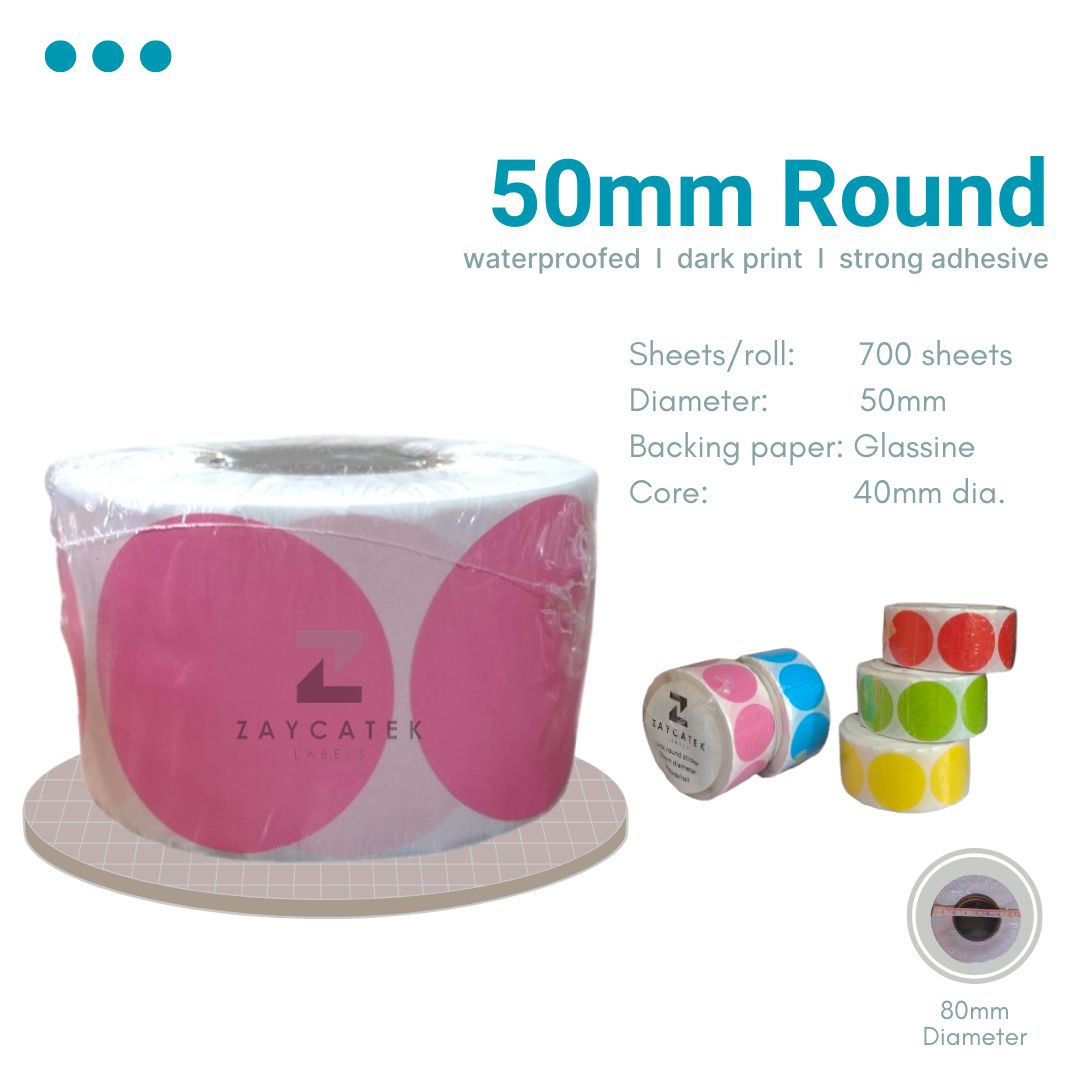 50mm (700pcs) Colored High Quality Waterproof Round Thermal Barcode Sticker Paper for Label
