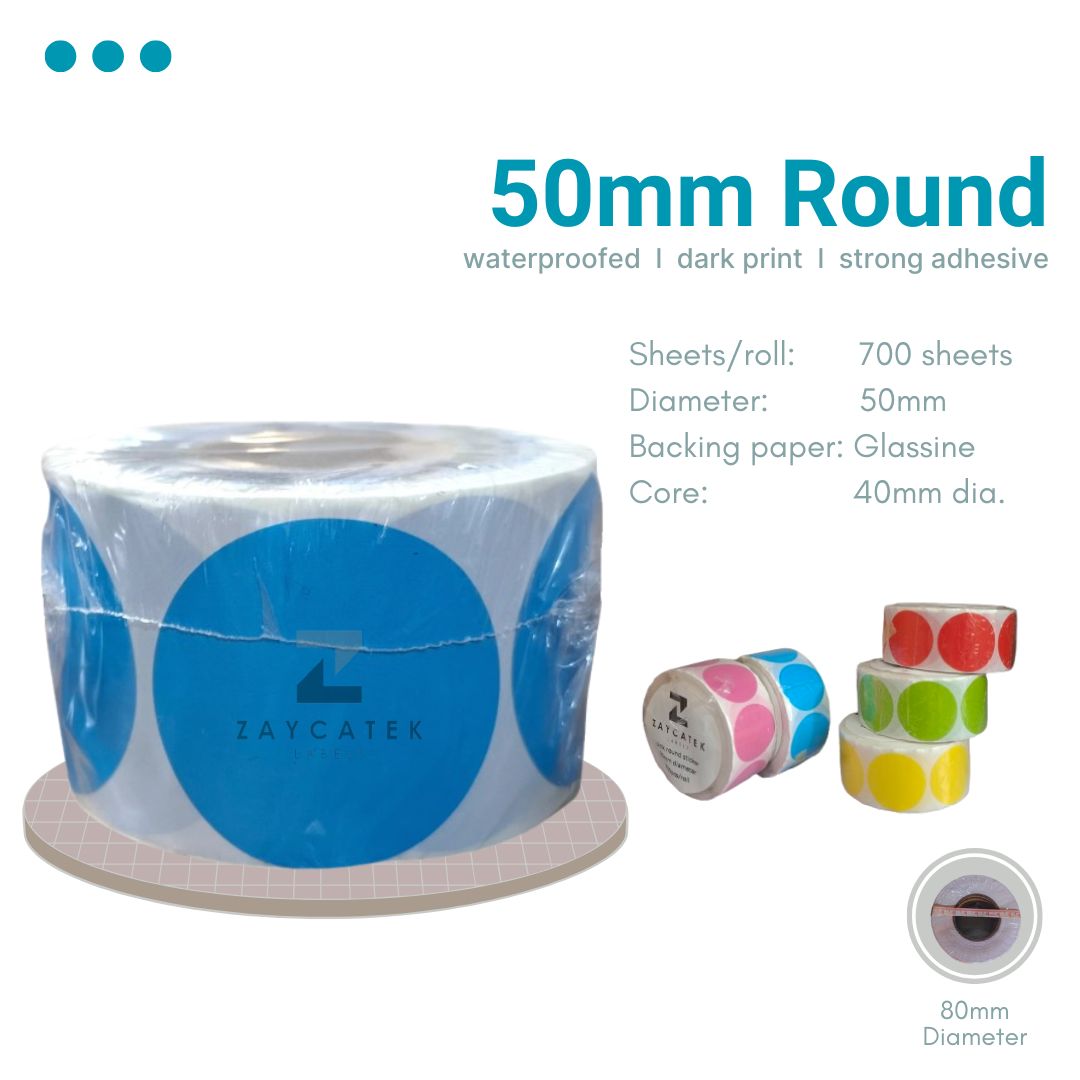 50mm (700pcs) Colored High Quality Waterproof Round Thermal Barcode Sticker Paper for Label