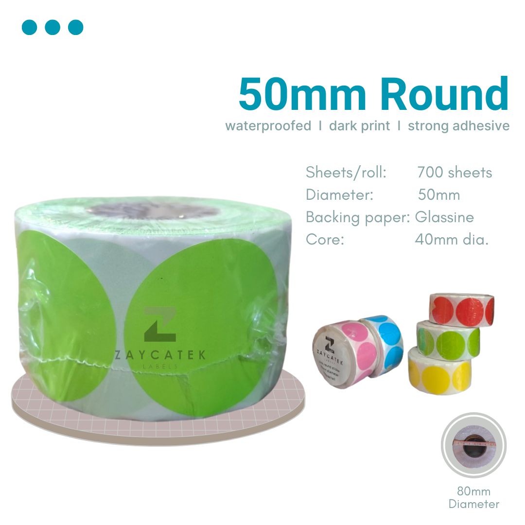 50mm (700pcs) Colored High Quality Waterproof Round Thermal Barcode Sticker Paper for Label