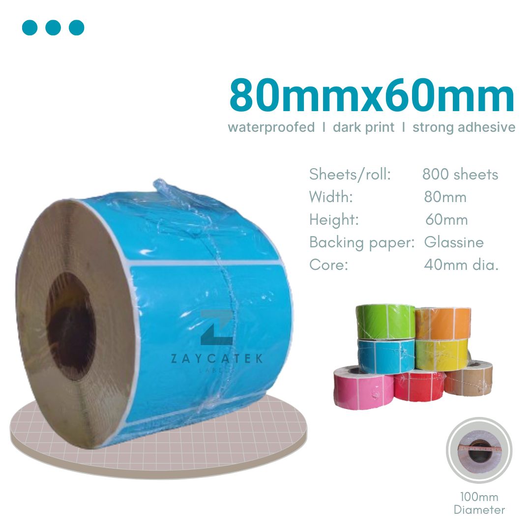 80mmx60mm (800pcs) Colored High Quality Waterproof Thermal Barcode Sticker Paper for Label