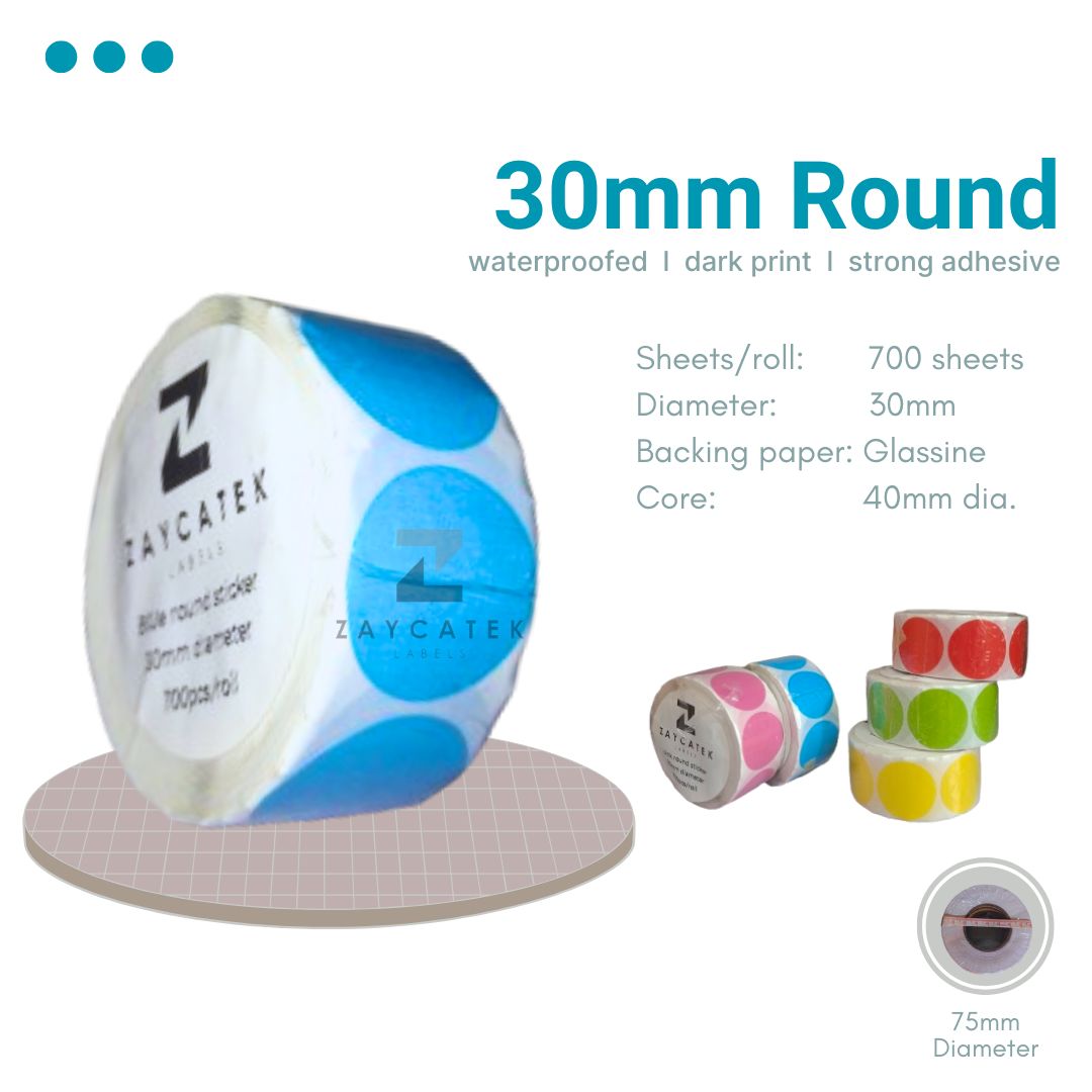 30mm (700pcs) Colored High Quality Waterproof Round Thermal Barcode Sticker Paper for Label