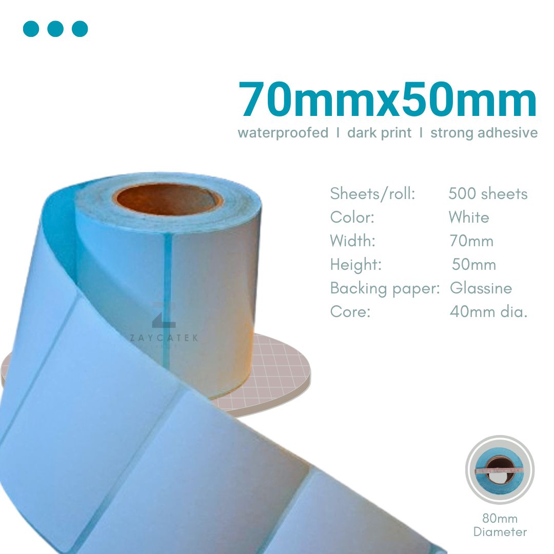 70mmx50mm (500pcs) High Quality Waterproof Thermal Barcode Sticker Paper for Label