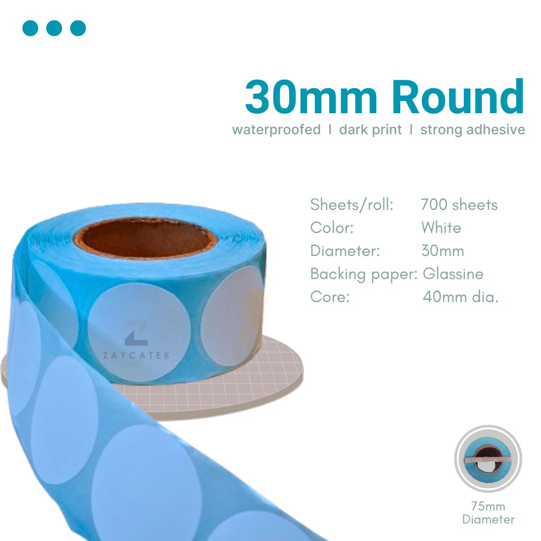 30mm (700pcs) High Quality Waterproof Round Thermal Barcode Sticker Paper for Label