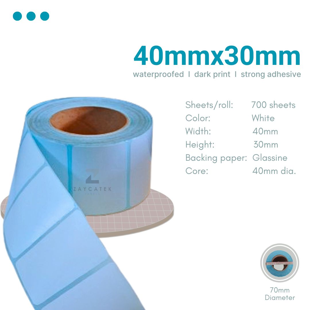 40mmx30mm (700pcs) High Quality Waterproof Thermal Barcode Sticker Paper for Label