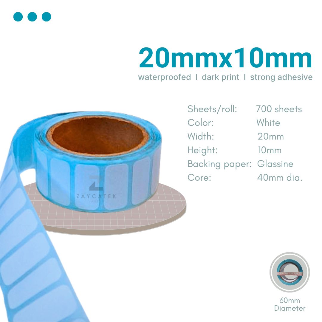 20mmx10mm (700pcs) High Quality Waterproof Thermal Barcode Sticker Paper for Label