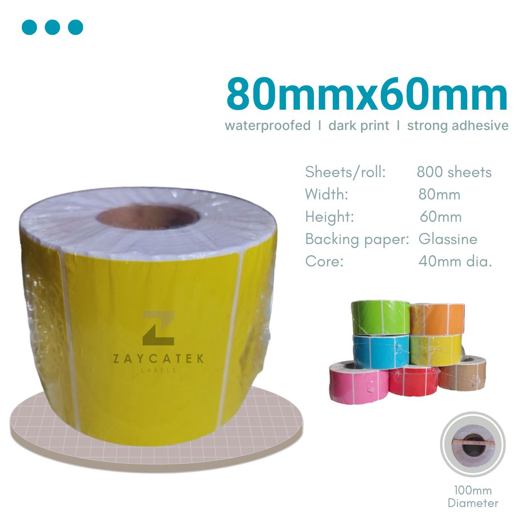 80mmx60mm (800pcs) Colored High Quality Waterproof Thermal Barcode Sticker Paper for Label