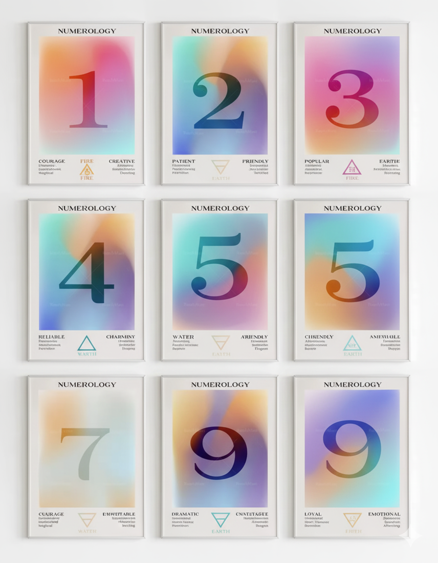 Numerology Art Prints Set
