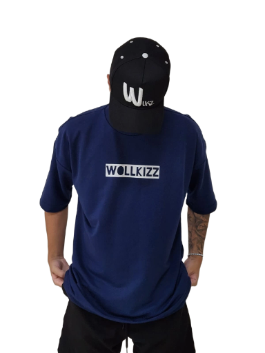 Camiseta Oversized Azul Marinho Wollkizz