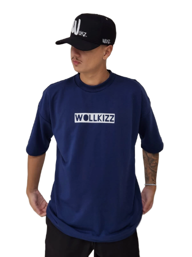 Camiseta Oversized Azul Marinho Wollkizz