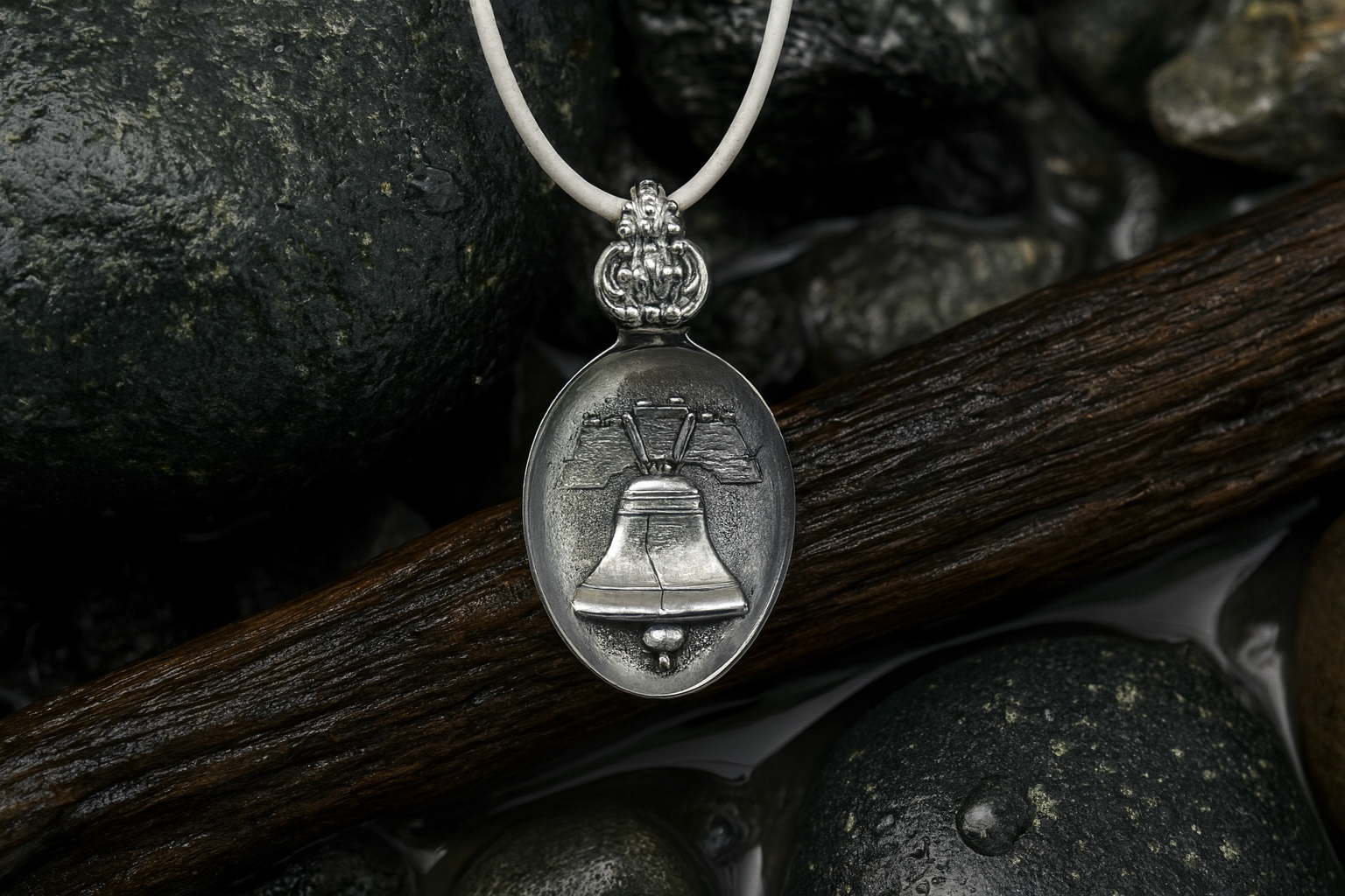 Silver-Plated Liberty Bell Spoon Pendant
