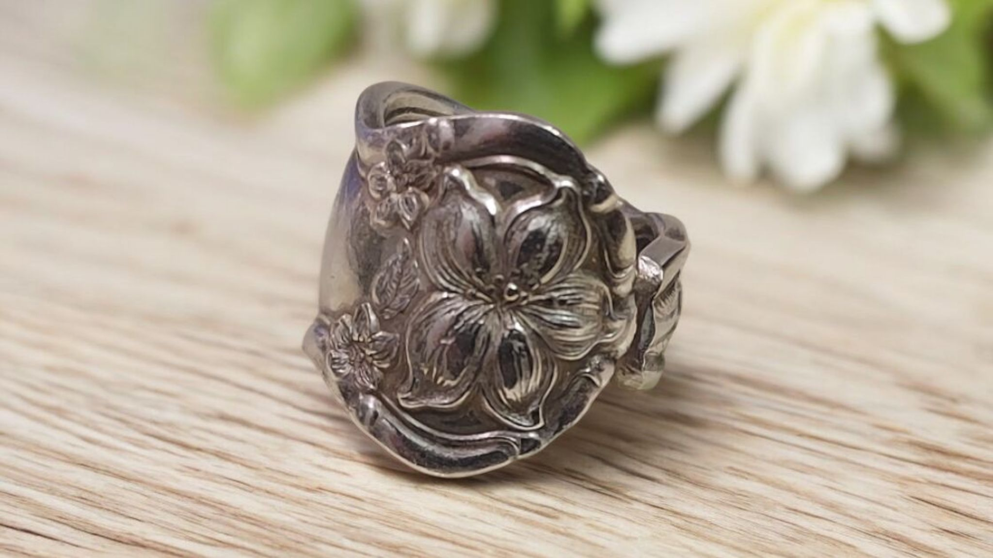 Vintage Blossom Silver Spoon Ring