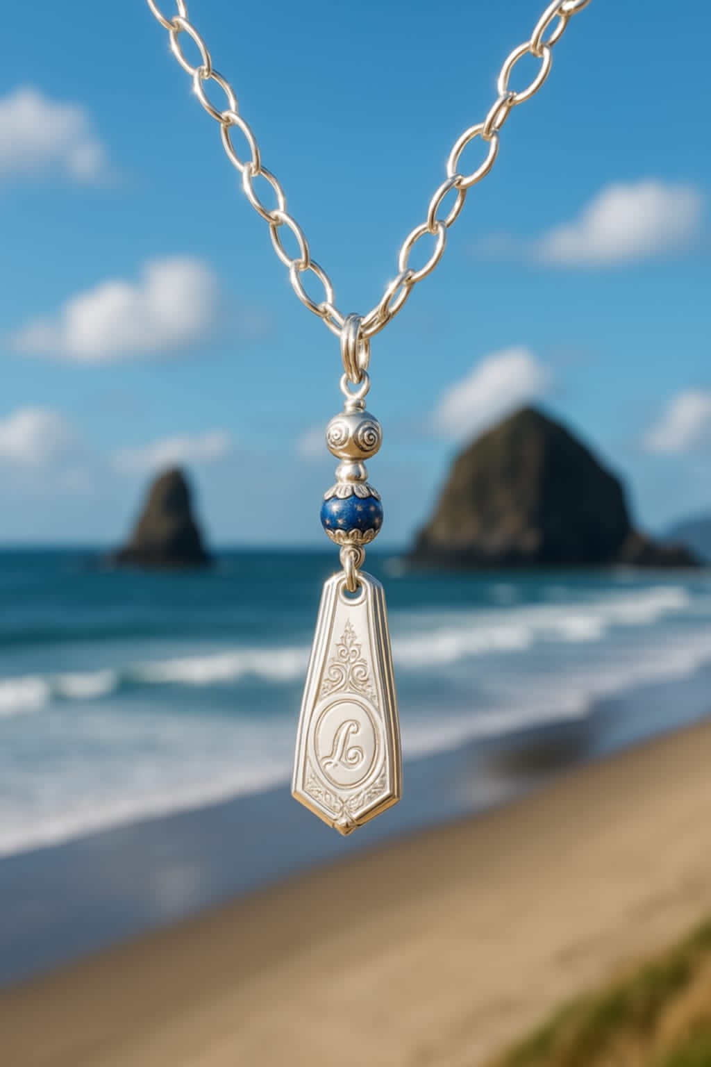 Vintage Silver-Plated Pendant Necklace (1930s–1940s) 