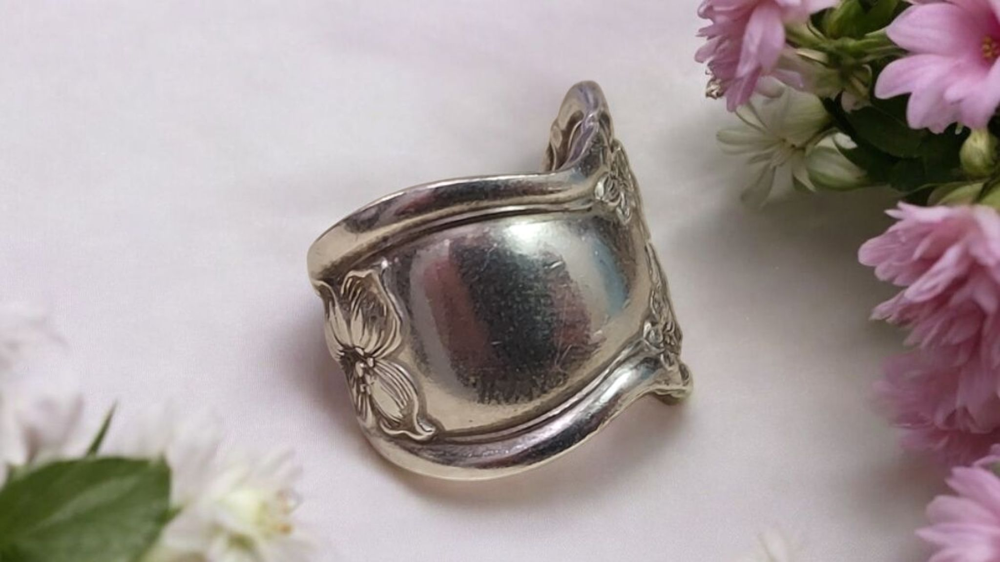 Vintage Blossom Silver Spoon Ring