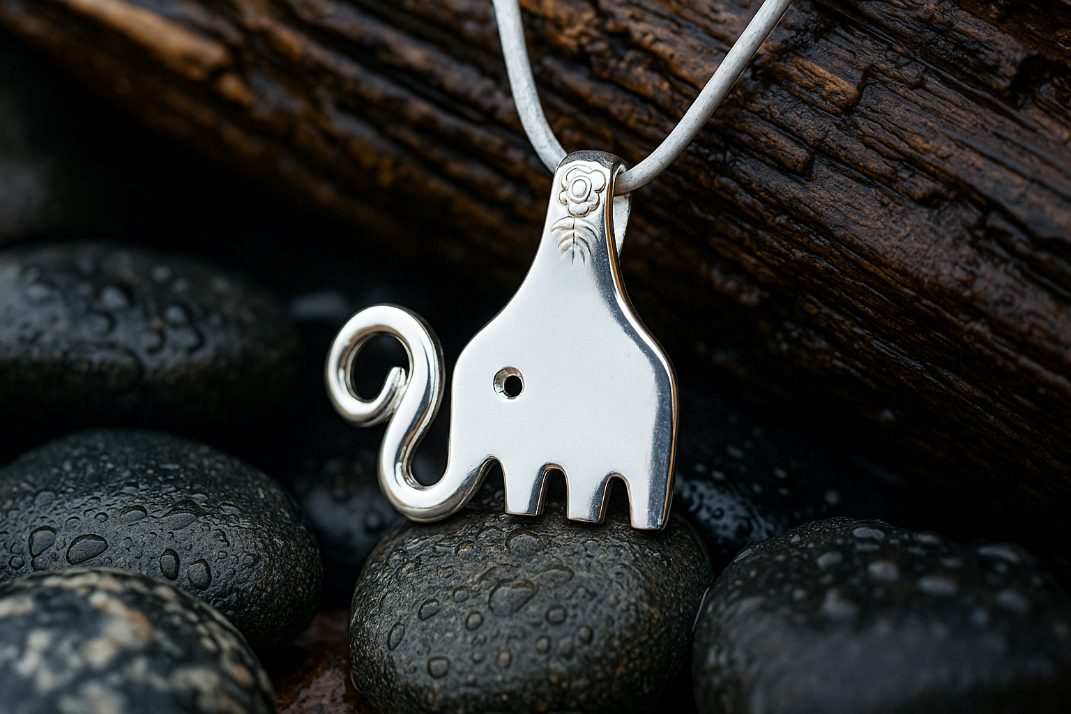 Hand-Forged Silver Elephant Pendant