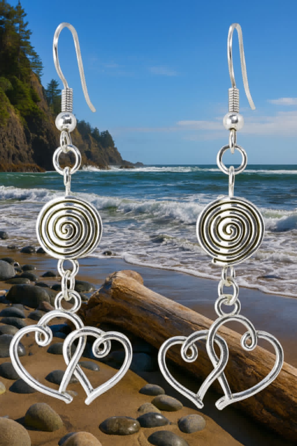 Ocean Breeze Spiral Heart Earrings – 1810 Stainless Steel