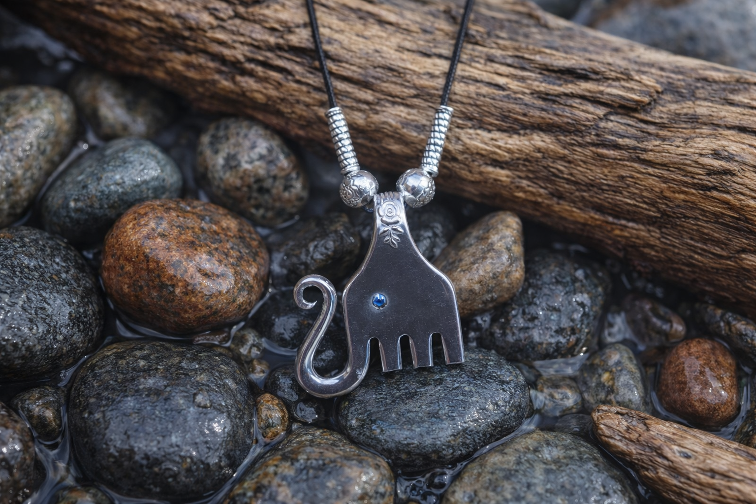 Hand-Forged Silver Elephant Pendant