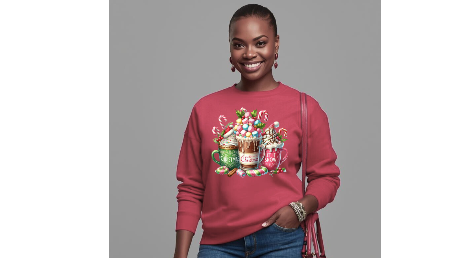 Pink Sweatshirt with Festive Print