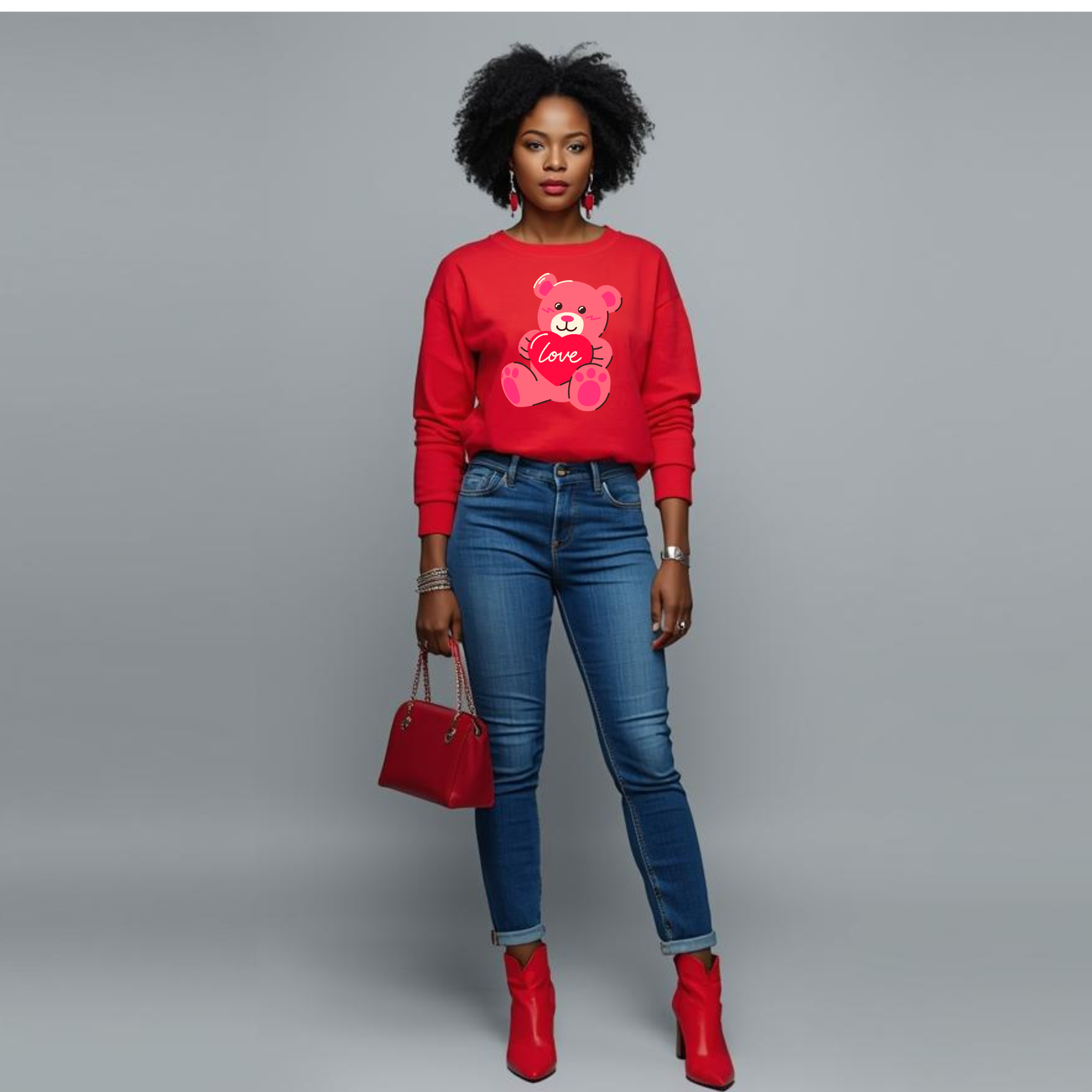 Red Teddy Bear Love Sweatshirt