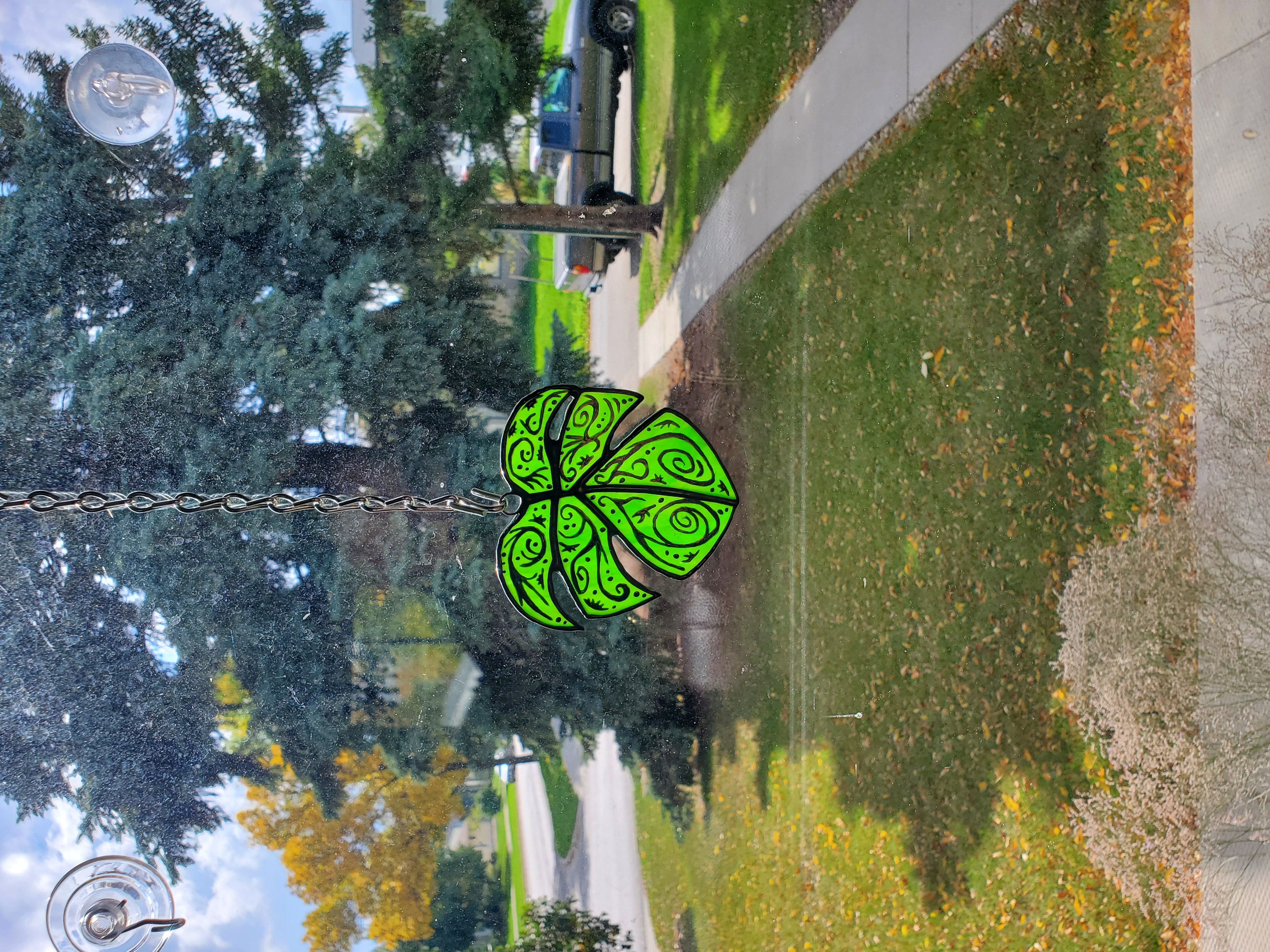 Mini Monstera Tribal Green Leaf Suncatcher