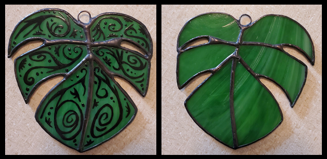 Mini Monstera Tribal Green Leaf Suncatcher