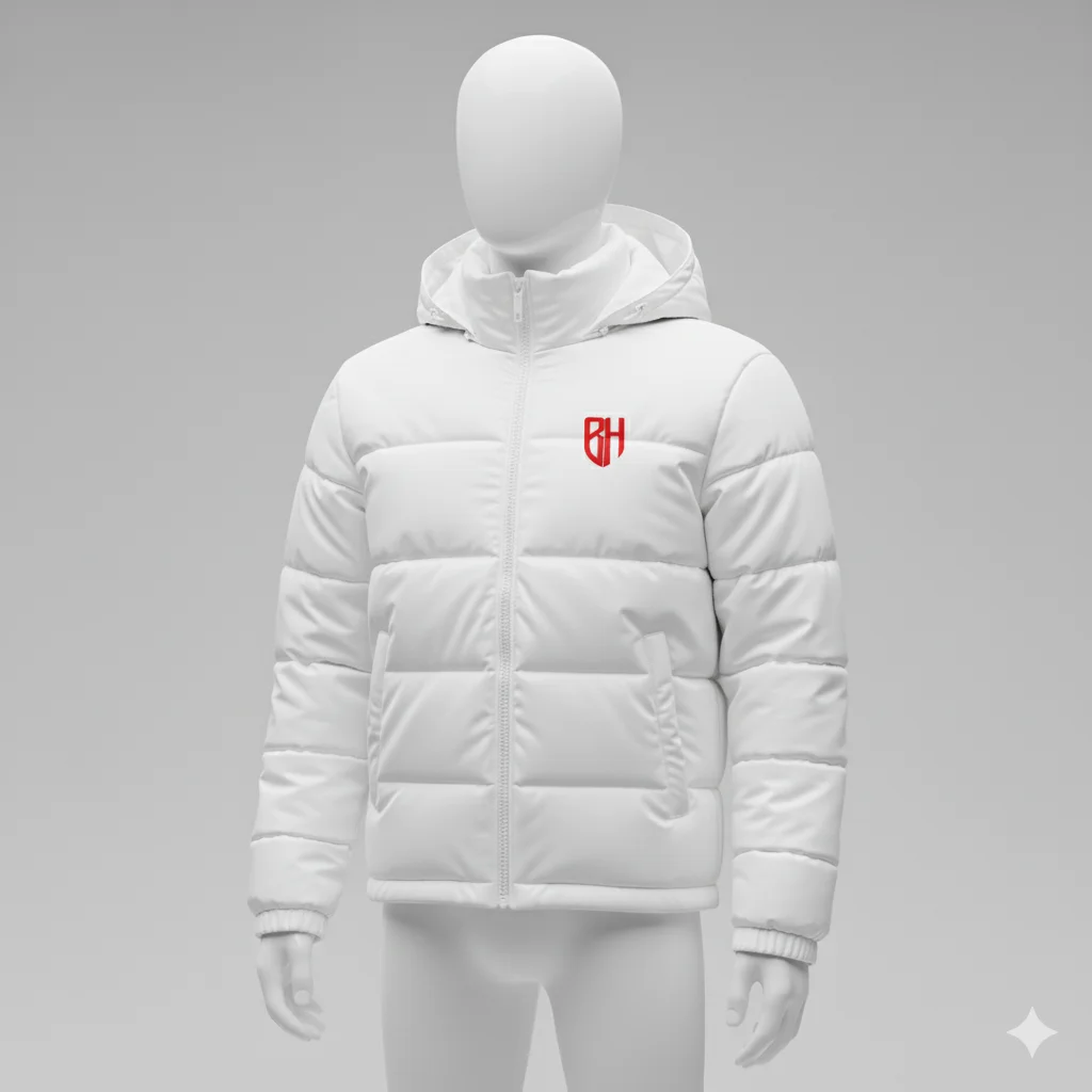 White Puffer Jacket with Hood