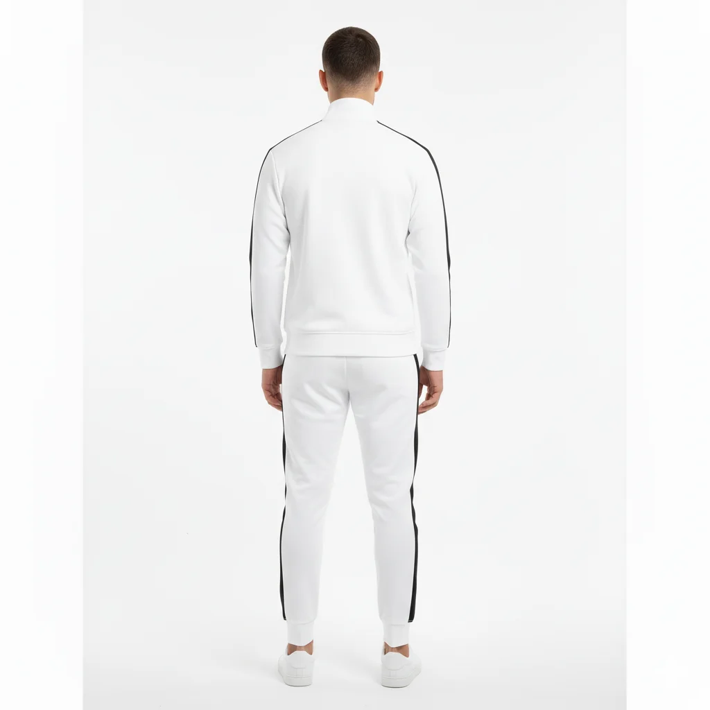 White Tracksuit with Black Stripes