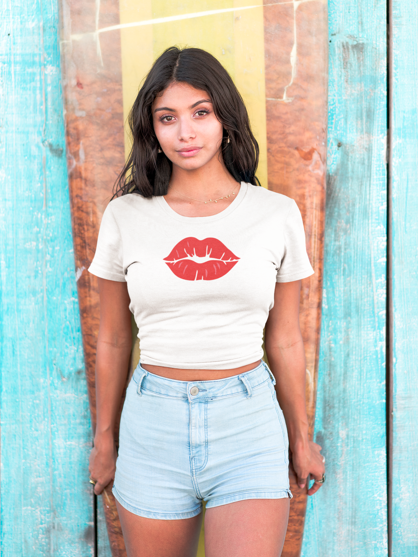 Camiseta con estampado de labios