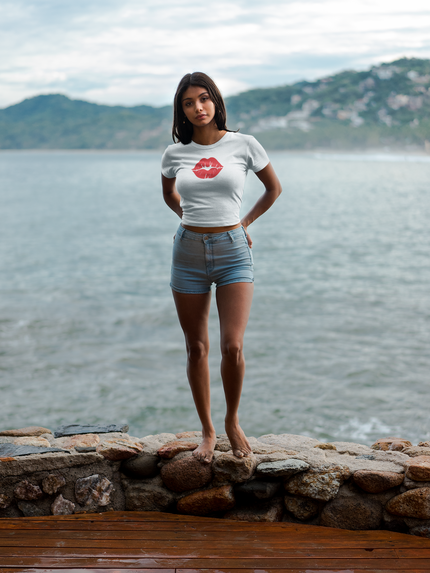 Camiseta con estampado de labios