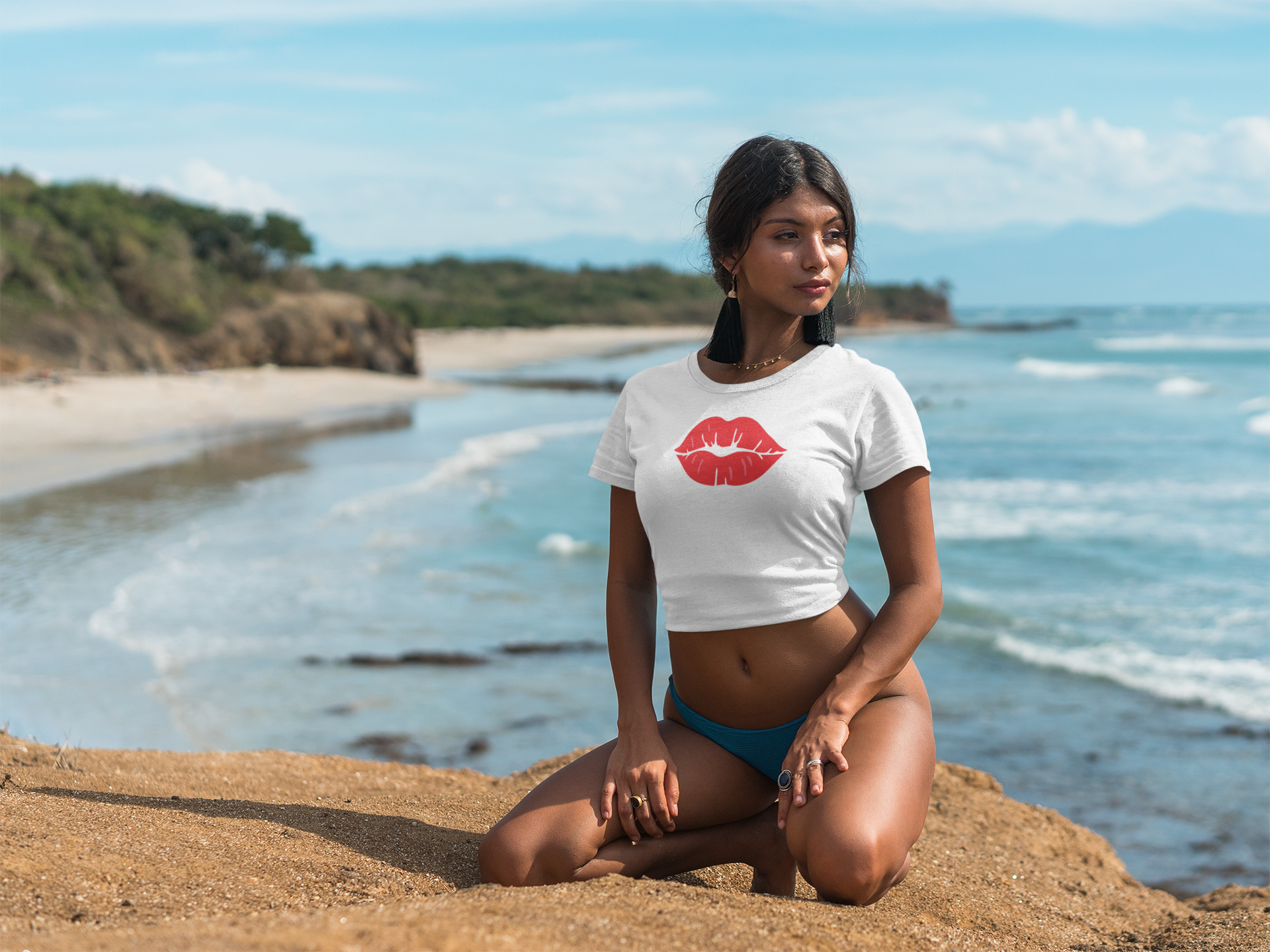Camiseta con estampado de labios