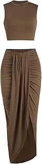 Sleeveless Crop Top and Draped Skirt Set