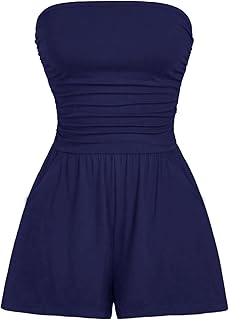 Strapless Navy Blue Romper