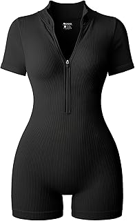 Women's Black Ribbed Short Sleeve Romper
