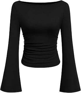 Black Long Sleeve Ruched Top