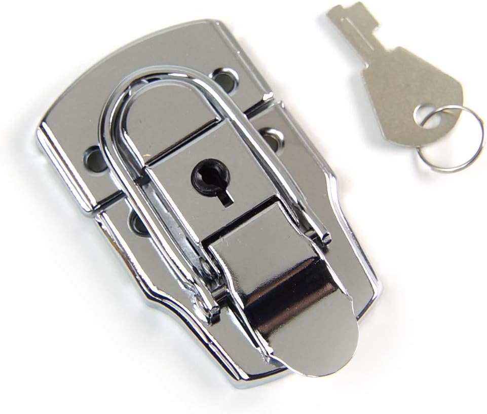 Lighttrack Hardware Chrome Plated Drawbolt Closure Locking Latch with Key