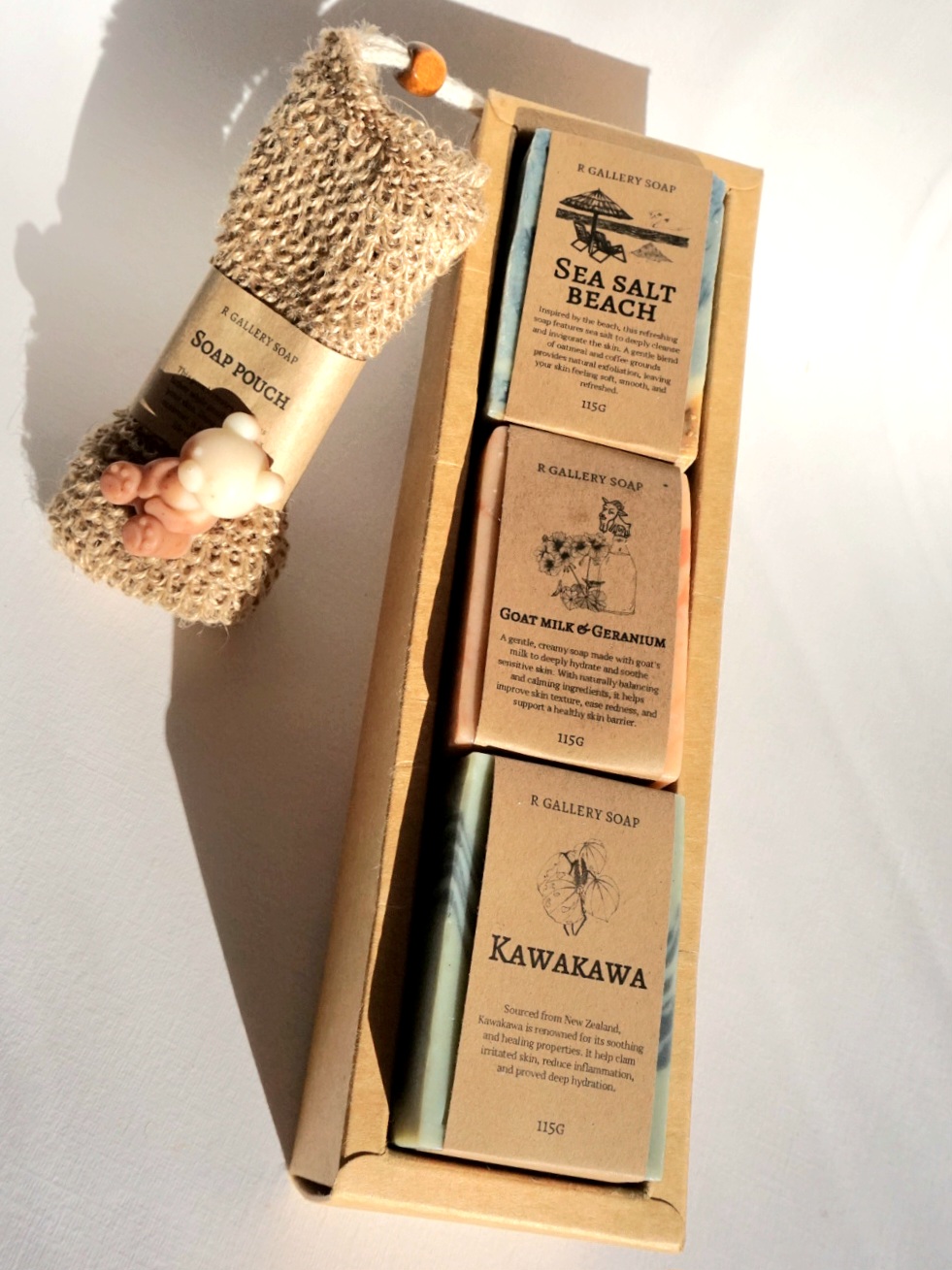 Gift box 3 soaps and Soap pouch