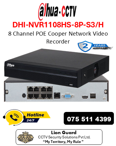 Dahua DHI-NVR1108HS-8P-S3/H Network Video Recorder