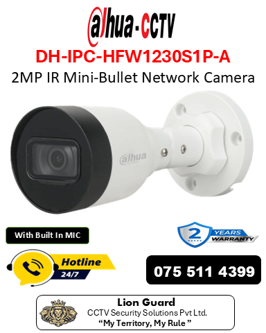 Dahua DH-IPC-HFW1230S1P-A 2MP IR Mini-Bullet Network Camera