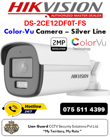 HIKVISION DS-2CE12DF0T-FS ColorVu Camera – Silver Line